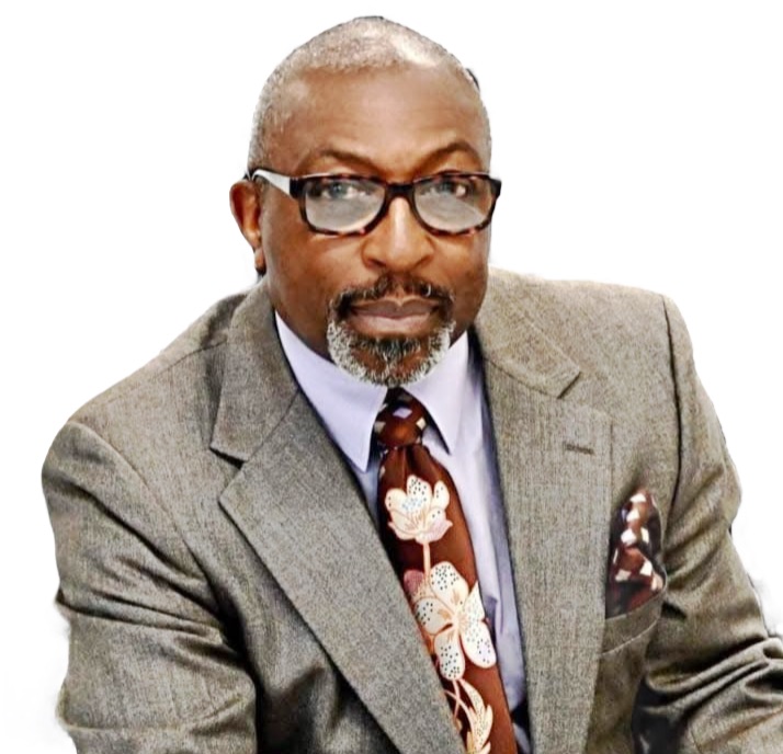 Pastor F.L. Lyles in gray suit with floral tie
